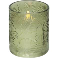 Glas Kerzen Star Trading Flamme Leaf LED Kerze 10cm