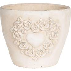 Krukker, Planter & Dyrkning Clayre & Eef Urtepotte 17x17x15 Hvide Terracotta Roser Krukke