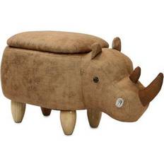 Hanover Hanover Critter Sitters 15" Plush Animal Storage Ottoman Rhinoceros