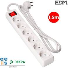 Edm Mehrfachsteckdose 6 Schuko-Steckdosen mit Schalter 1,5M 3X1,5mm [E3-41012]