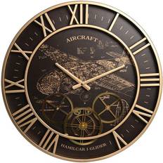 Marrón Relojes Dkd Home Decor Avión Cristal Dorado Hierro Marrón Oscuro 52 x 5 x 52 cm Reloj de pared