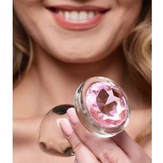 Gråa Analpluggar Sexleksaker Booty Sparks Pink Gemstone Glass Anal Plug med ädelstenar Stor