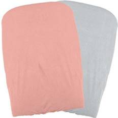 Domiva Lot 2 Housses matelas a langer Polycoton oeko-Tex Peche/Perle 50 x 75 cm