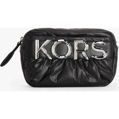 Satin Skuldertasker Michael Kors Logo Plaque Crossbody Taske - Sort