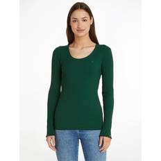 Tommy Hilfiger Blusas Tommy Hilfiger Womens Frill Ribbed Long-Sleeve T-Shirt