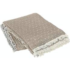 Beige uld plaid Broste Copenhagen Plaid 'Paula' 50%Bom./40%Uld/ Tæppe Hvid, Beige (180x)