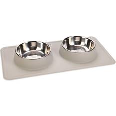 Karlie silikone Inox underlag med dobbelt skål, grå.