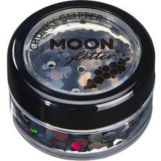 Smiffys Moon Glitter Holographic Chunky Glitter 100% Cosmetic Glitter for Face Body Nails Hair and Lips 0.10oz Black