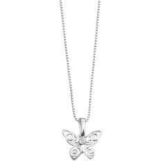 D For Diamond Butterfly Pendant - Platinum/Transparent