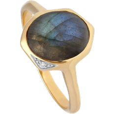 Gemondo Irregular Labradorite Ring - Gold/Diamond/Blue