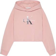Pink Hoodies Calvin Klein Recycled Polyester Cropped Hoodie