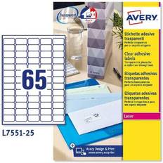 Avery Etichette Permanenti 38.1x21.2 mm Trasparente Lucido Laser 65 Et. / Foglio Conf. 25 Fogli - L7551-25