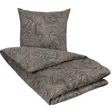 Bomuldssatin sengetøj 240 x 220 Borg Design Sengetøj Marble dark Dynebetræk Grå (220x220cm)
