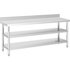 Arbetsbänkar på rea Royal Catering Rostfri arbetsbänk med skyddskant 200 x 60 x 16.5 cm 235 kg 2 hyllor RCAT-200/60-SPS3SH