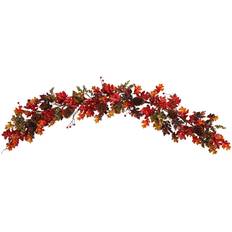 Orange Party Supplies Nearly Natural 6' Autumn Maple Leaves, Berry and Pinecones Fall Artificial Garland