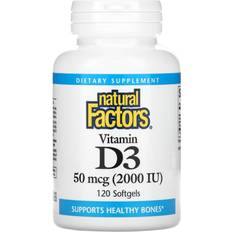 D vitaminer 50mcg Natural Factors Vitamin D3 50mcg 120 st