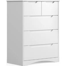 White 5 drawer chest Gizoon 5 Drawers Anti-tripping Device Chest of Drawer 28.2x37"