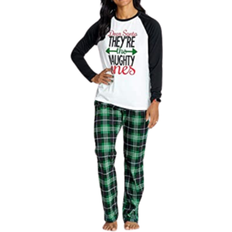 IFFEI Letter Print Top and Plaid Pants Pajamas Sets