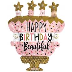 Stribede Folieballoner Fiesta Foil Balloons Birthday Cake and Stars