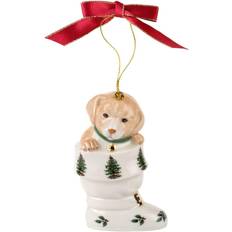 Beige Christmas Decorations Spode Puppy in Boot Christmas Tree Ornament