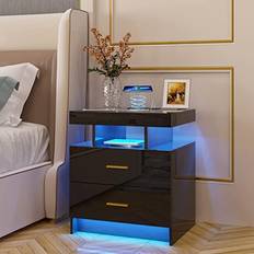 Bedside table with drawer Auto Led Nightstand Bedside Table 15.7x19.6"