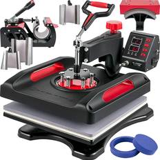 Red Hobby & Office Machines VEVOR 8 In 1 Heat Press Machine 1000W 15"x15"