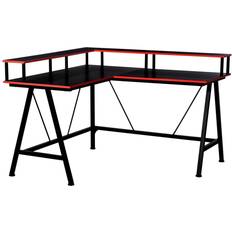 Gaming accessories Homcom L-Shape Corner Gaming Desk Computer Table- Black & Red