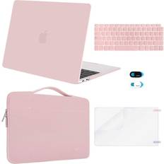 Macbook air 2020 m1 MOSISO Compatible with MacBook Air 13 inch Case 2022 2021 2020 2019 2018 Release A2337 M1 A2179 A1932 Retina Display, Plastic Hard Shell&Bag&Keyboard Skin&Webcam Cover&Screen Protector, Rose Quartz