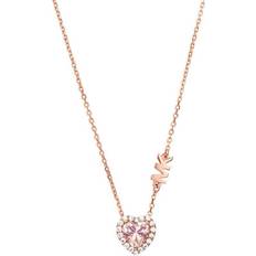 Michael Kors Collane Michael Kors Heart Cut Pendant Necklace - Rose Gold/Pink/Transparent