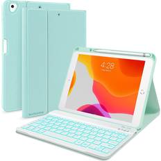 Tablet Covers iPad 7th/8th/9th Generation Case with Keyboard 10.2-inch 2019/2020/2021, iPad Air 3rd/Pro 10.5-inch 2017 Compatible, 7 Color Backlit Keyboard BT/Wireless/Detachable with Pencil Holder