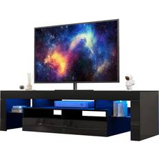 Modern black tv stand St.Mandyu High Glossy Modern Entertainment Center Black TV Bench 63x17.7"