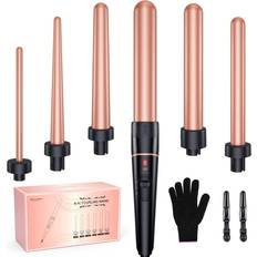 Interchangeable Head Curling Irons Bestope Pro 6 in 1 Long Barrel Curling Wand Set