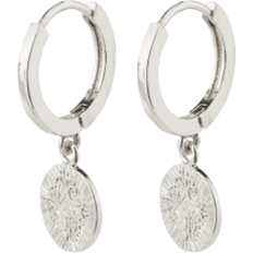 Plaqué Argent Boucles d'oreilles Pilgrim Nomad Coin Huggie Hoop Earrings - Silver