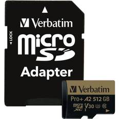 512 GB - microSDXC Memory Cards & USB Flash Drives Verbatim Pro Plus 666X microSDXC Class 10 UHS-I U3 V30 A2 100/60MB/s 512GB +Adapter