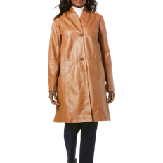 Jessica London Leather Swing Coat Plus Size - Cognac