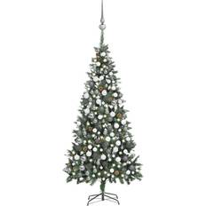 Gold Christmas Trees vidaXL LEDs&Ball Set Pine Cones Christmas Tree 210cm