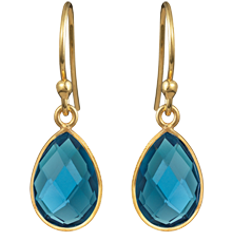 Susanne Friis Bjørner Drop Facet London Earrings - Gold/Blue