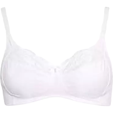 Yours Cotton Lace Trim Non-Padded Non-Wired Bralette - White