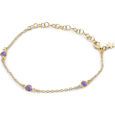 Lilla Armbånd Susanne Friis Bjørner Cabochon Bracelet - Gold/Purple