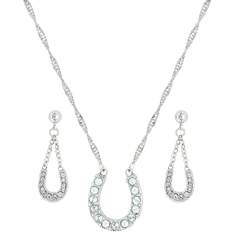 Silver - Women Jewelry Sets Montana Silversmiths Lucky Horseshoe Jewelry Set - Silver/Transparent