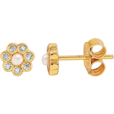 Aya Flower Sticker Earrings - Gold/Pearl/Transparent 