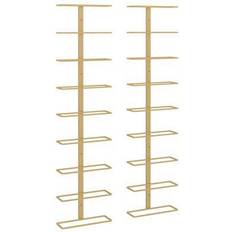 vidaXL De Pared Para 9 Botellas 2 Unidades Hierro Dorado - Oro Botellero 24x98cm