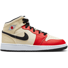 Nike Air Jordan 1 Mid SS GS - Muslin/Black/White/Chile Red