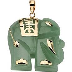 Jade Jewelry PalmBeach Good Luck Elephant Charm Pendant - Gold/Jade