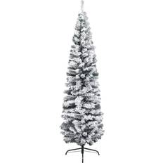 vidaXL Slim with Flocked Snow Christmas Tree 240cm