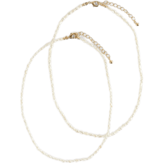NA-KD Small Double Necklace Set - Gold/Pearls