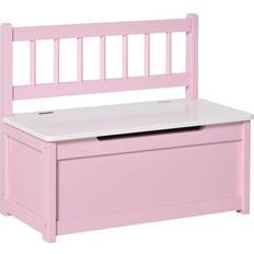 Storage Benches Kid's Room Homcom Kids 2 In 1 Wooden Toy Box Seat Bench Storage Chest