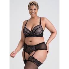 Plastic Lingerie & Costumes LoveHoney Plus Size Entice Me Black Crotchless Bra Set Black