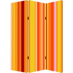 Projector Screens 3 Panel Canvas Screen with Bright Stripe Print, Yellow and Red- Saltoro Sherpi