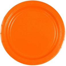 Orange Party Supplies Jam Paper Orange Plastic Leak Proof Disposable Dinner Plates 92557PPOR